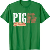 Best Hilarious Pig and Bacon Definition Funny Gift Pig A Magical Creature That Turns Vegetable Into Bacon Quote T-Shirt - Kelly Green