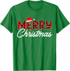 Merry Christmas Buffalo t -shir t Merry Christmas Buffalo Plaid Red Santa Hat Xmas Pajamas T-Shirt - Kelly Green