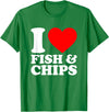 I Love Food Shirts Collection I Love Fish And Chips, I Heart Fish And Chips T-Shirt - Kelly Green