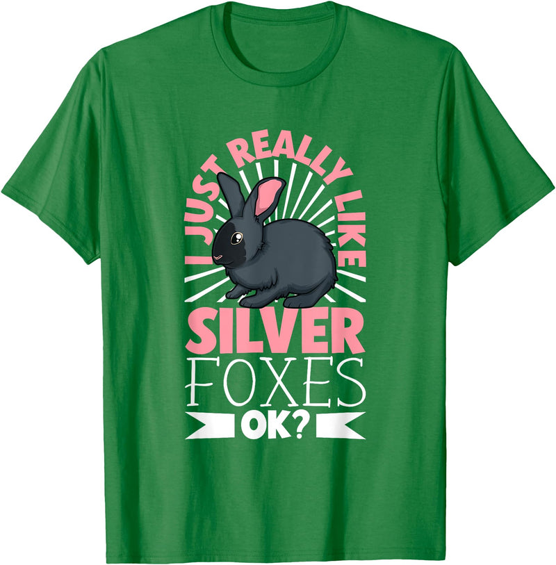 I Just Really Like My Silver Fox Rabbit T-Shirt in Kelly Green