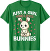 Just a Girl Who Loves Bunnies Kids Girls Rabbit Bunny T-Shirt in Kelly Green