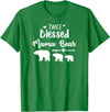 My Tribe Bear Shirts Twice Blessed Mama Bear With Two Baby Cubs Bear Shirt T-Shirt - Kelly Green