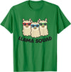 Llama Gifts For Llama Lovers Llama Squad Team Llama Matching Sunglasses LLamas T-Shirt - Kelly Green