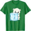 Cute Polar Bear Ice Cube Arctic Kawaii Adorable Baby Polar Bear Hugging Big Ice Cube T-Shirt - Kelly Green