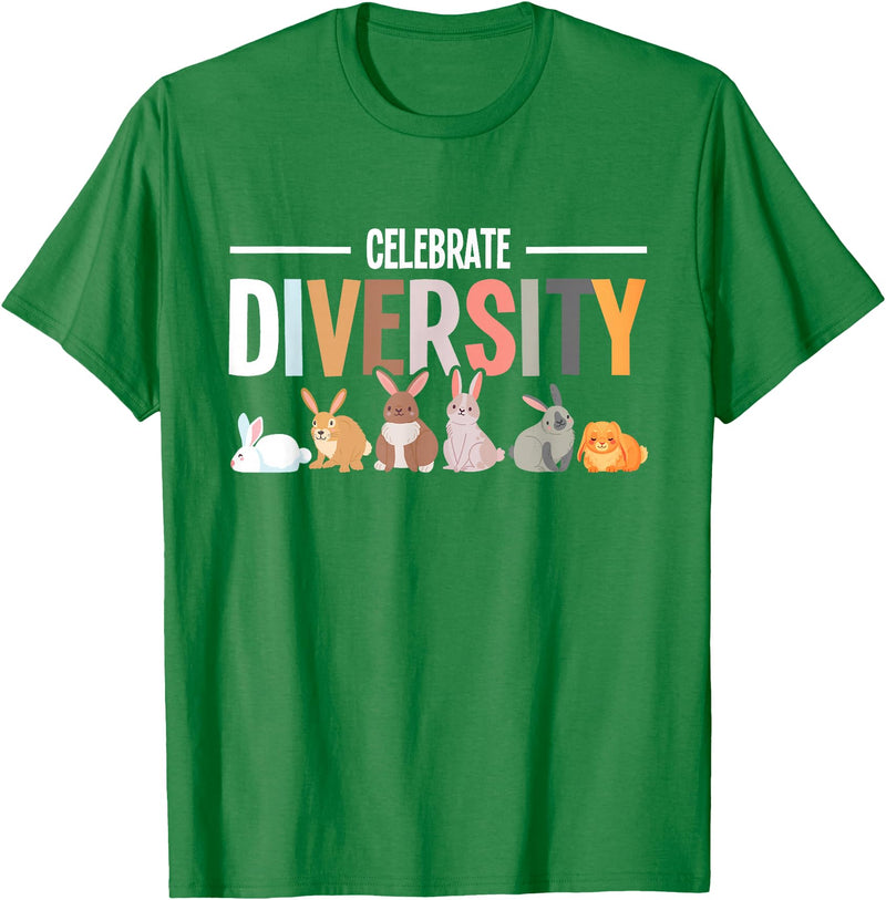Celebrate Diversity Breeder for Rabbit Lovers T-Shirt in Kelly Green