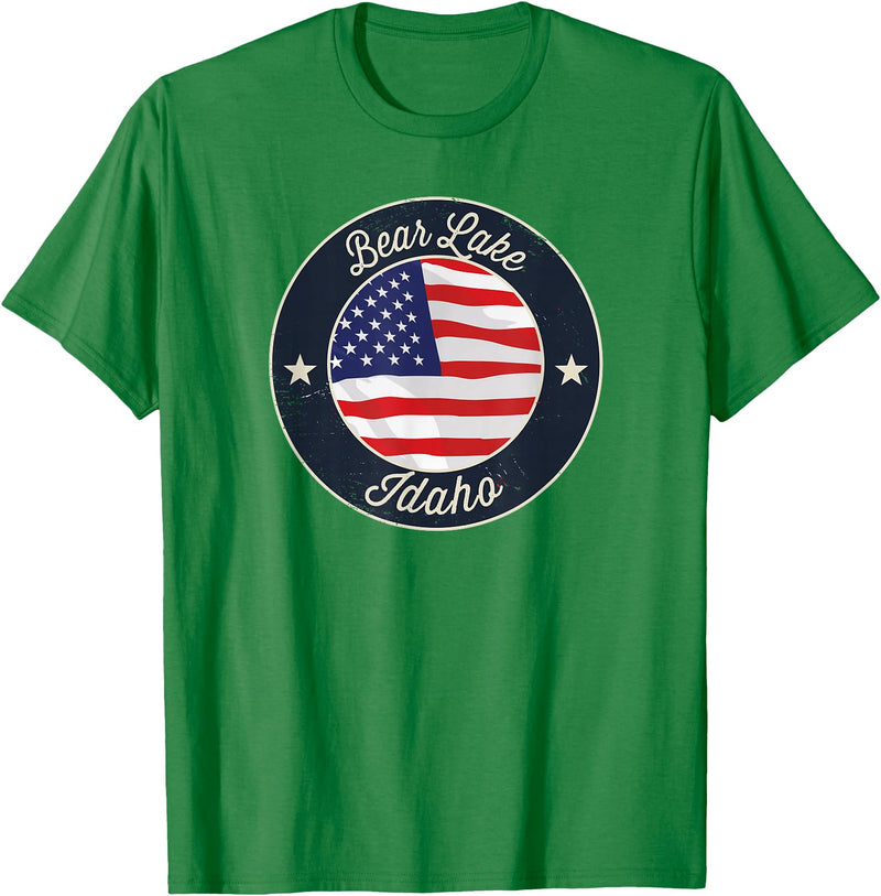Bear Lake Souvenir Cabin Bear Lake - Patriotic Idaho Souvenir T-Shirt - Kelly Green
