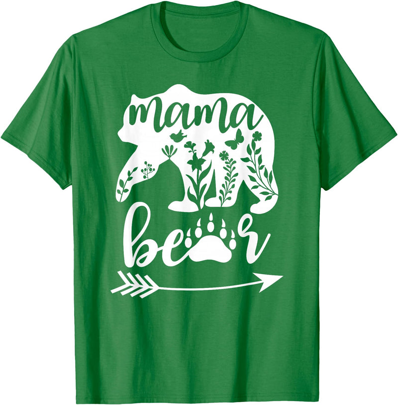 Women Floral Mama Bear TShirt Mama Bear Mom Women Floral Mama Bear Mom Bear Mommy Bear Floral Mama Bear T-Shirt - Kelly Green