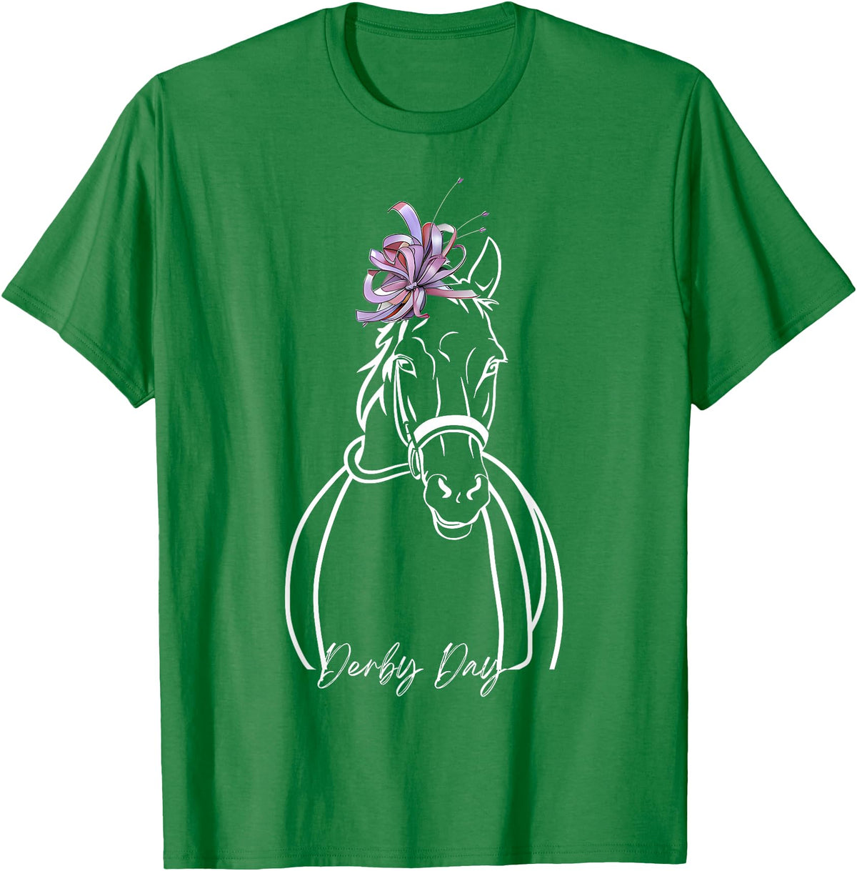 Funny Horse Racing Lover Derby Day Gift Women Derby Day Funny Horse Racing Floral Horse Equestrian T-Shirt - Kelly Green