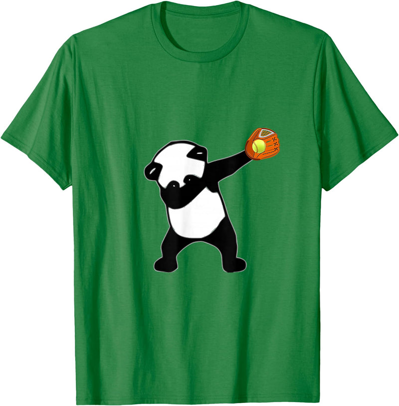 Dabbing Panda Bear Softball Baseball Glove Sport T-Shirt - Kelly Green
