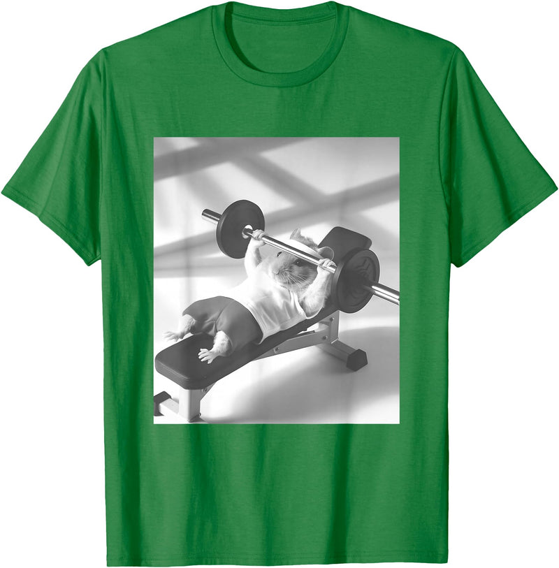 Hamster Gym Weight Lifting Meme T-Shirt - Kelly Green