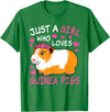 EDILILU Just A Girl Who Loves Guinea Pigs Cute Guinea Pig Lover T-Shirt - Kelly Green