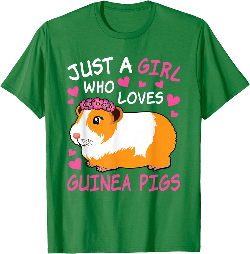 EDILILU Just A Girl Who Loves Guinea Pigs Cute Guinea Pig Lover T-Shirt - Kelly Green