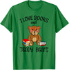 Teddy Bears, Cute Teddy Bear Lover Gifts Adorable Teddy Bear Love Books and Teddy Bear Reading T-Shirt - Kelly Green