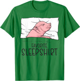 Sleeping & Napping Shirt Gifts For Nap Lovers Favorite Sleepshirt, Napping Pig, Piglet & Piggy Pajama T-Shirt - Kelly Green