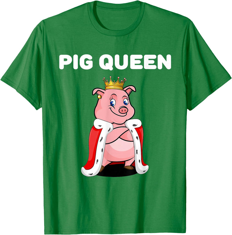 Womens Pig Shirts for Girls Pig Queen | Girls Pig Tshirt | Womens Pig T-Shirt - Kelly Green