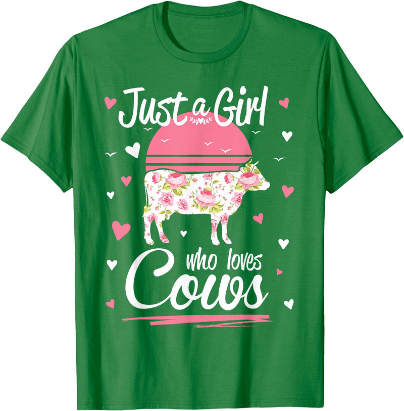 Pack A Punch Just A Girl Who Loves Cows Shirt Vintage T-Shirt - Kelly Green