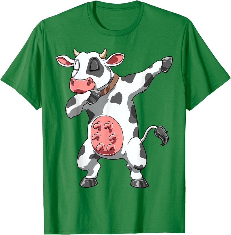 DabbingTastic Dabbing Cow Dab Cow Dancing Cow Farm Birthday Party T-Shirt - Kelly Green