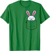 Bunny in Pocket Rabbit Lover Gifts for Women Men Kids T-Shirt (White) in Kelly Green