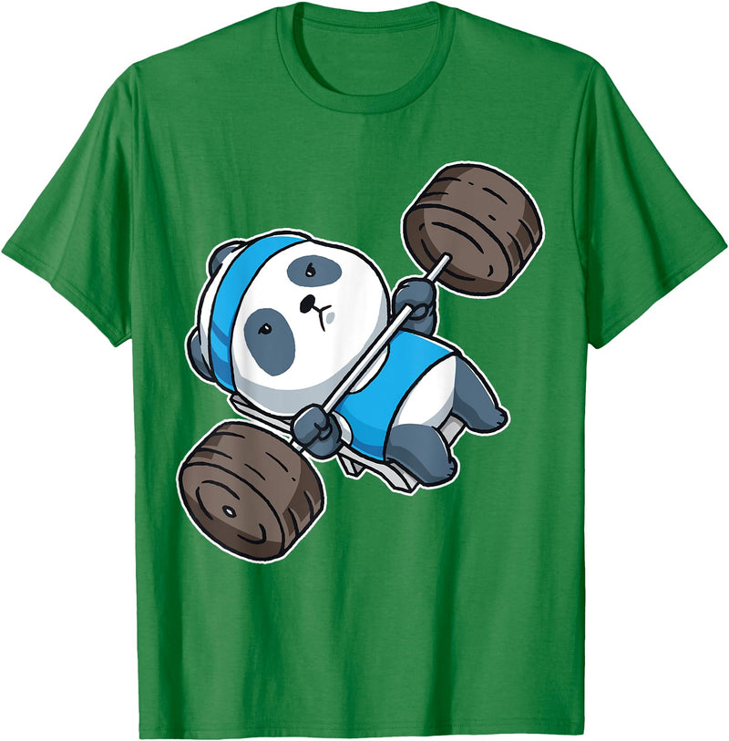 BCC Funny Panda Shirts & Panda Bear Gifts Panda Bear Gym Workout Training Bench Press Weight Lifting T-Shirt - Kelly Green