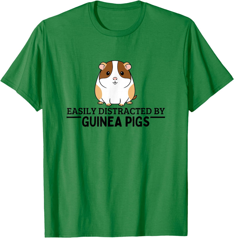 Guinea Pig Hideout Designs Easily Distracted by Guinea Pigs Funny Guinea Pig T-Shirt - Kelly Green