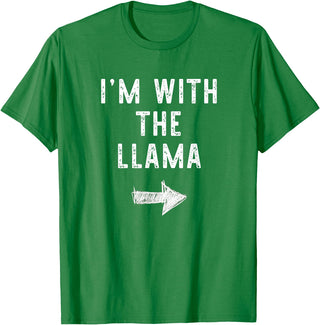Im With The Llama Halloween Costume I’m with The Llama Funny Halloween Couple Costume T-Shirt - Kelly Green
