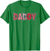 Retro Christmas Valentine Matching Family Tees Hearts Buffalo Plaid Dad Daddy Valentines Day T-Shirt - Kelly Green