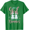 Just a Girl Who Loves Bunnies T-Shirt (Black) in Kelly Green