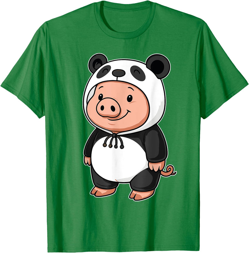 Pig In Panda Costume Kawaii Design Kawaii Pig In Panda Costume for Girls kids Pig Lover T-Shirt - Kelly Green