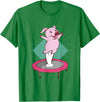 Trampolin-Ferkelausführungen Cute pig jumping on a trampoline T-Shirt - Kelly Green