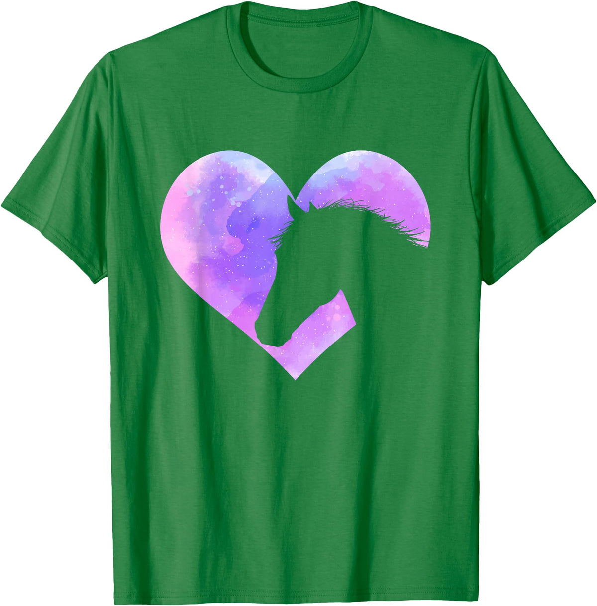 Funny Horse Shirts Horse Head Heart Shaped Design - Horseman Horseback Rider T-Shirt - Kelly Green