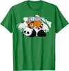 Panda Raccoon Rabbit Hamster Pyramid Cute Sleeping Animals T-Shirt in Kelly Green