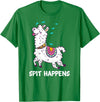 Funny Llama Pun by DSMD Spit Happens Llama Alpaca Lovers Funny Animal Pun T-Shirt - Kelly Green