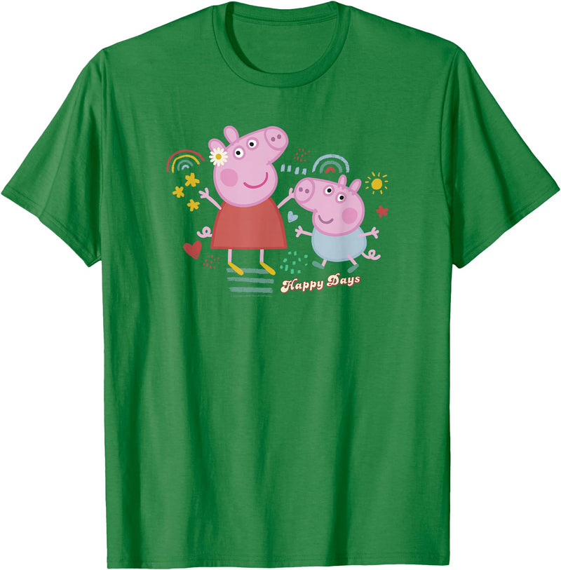 Peppa Pig Unisex-Kids Blue Cartoon T-Shirt, Small - Kelly Green
