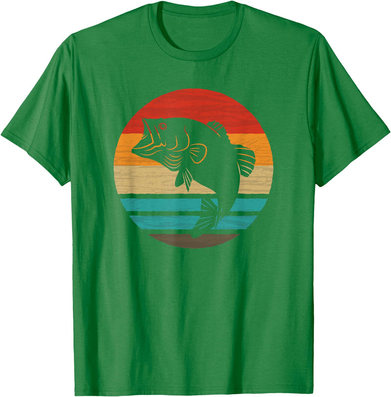 Fishing Accessories & Clothing Gifts Women Men Fish Retro Style Vintage T-Shirt - Kelly Green