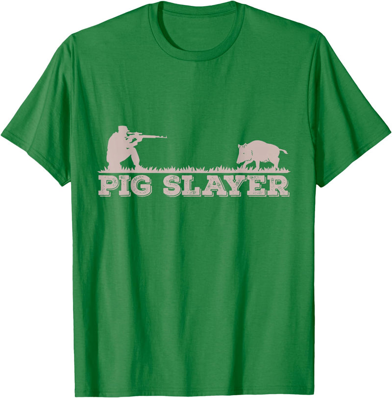 Hog Hunting Accessories For Men Funny Pig Slayer Funny Pig Hunting Hog Hunting T-Shirt - Kelly Green