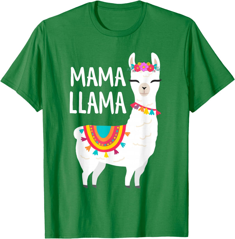 Birthday Llama Shirts Gift Mama Llama Funny Mother's Day Shirt Women Mom Birthday T-Shirt - Kelly Green