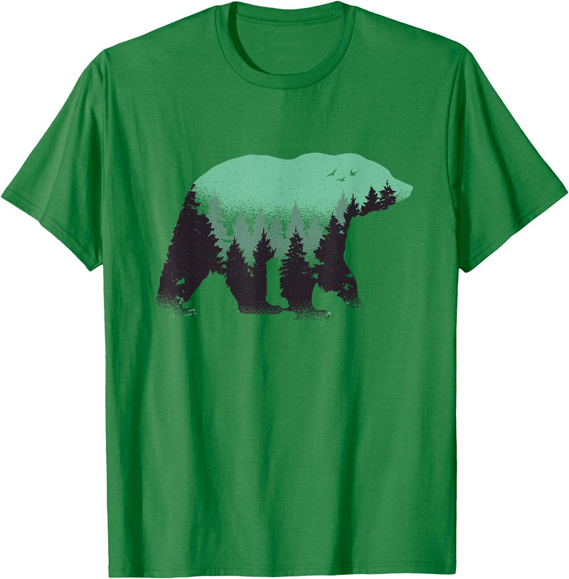 Grizzly Bear - Outdoor Apparel Bear Forest Nature Grizzly Hiking Outdoor Hunting Gift T-Shirt - Kelly Green