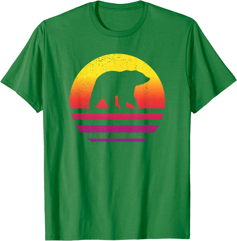 Bear Accessories & Clothing Gifts Women Men Kids Bear Retro Style Vintage T-Shirt - Kelly Green