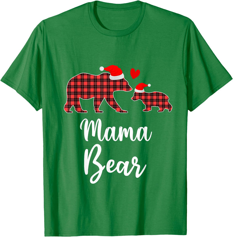 Cute Xmas Gifts Tartan Bear Cub Matching Costumes Mama Bear Buffalo Red Plaid Christmas Pajama Family Outfits T-Shirt -