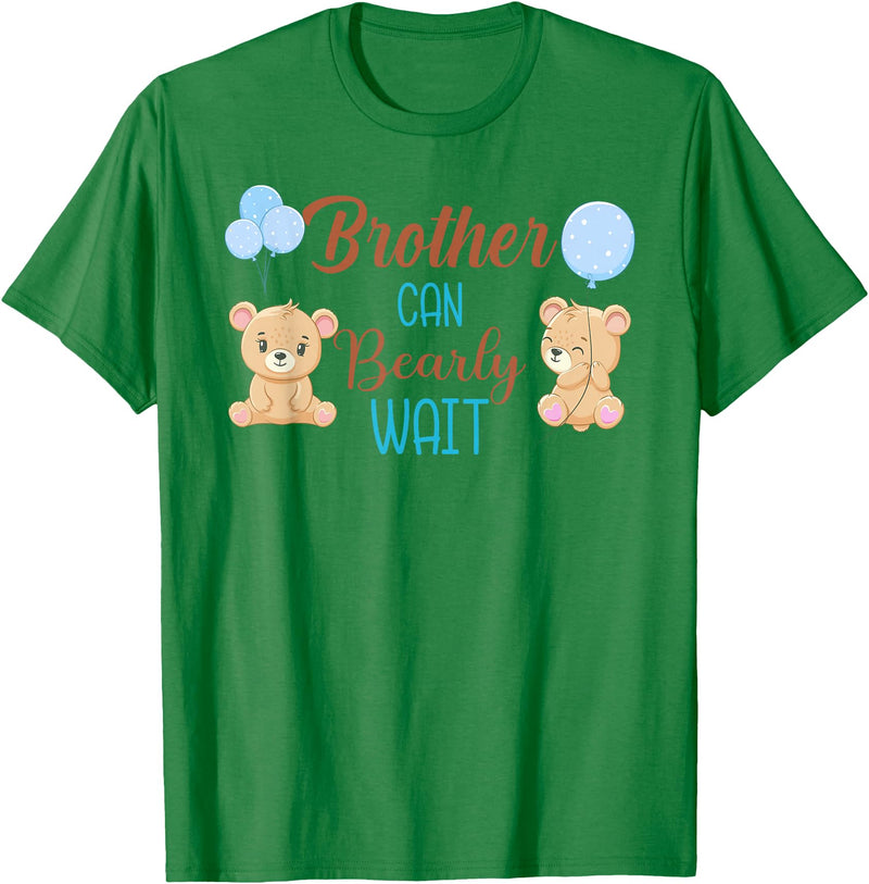 Family Baby Shower Gifts Brother Can Bearly Wait Bear Gender Neutral Boy Baby Shower T-Shirt - Kelly Green