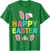Happy Easter Bunny Rabbit Face Funny Easter Day Women Girls T-Shirt in Kelly Green