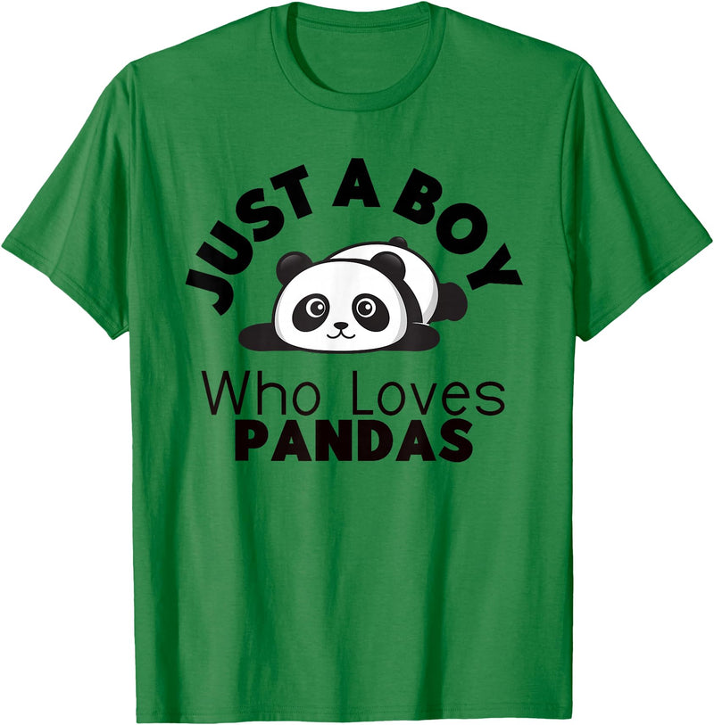 Panda Lover Designs Just A Boy Who Loves Pandas Cute Panda Bear T-Shirt - Kelly Green