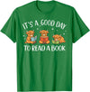 Cute Highland Cow Reading Book Lover It's A Good Day to Read A Book Highland Cow Bookworm T-Shirt - Kelly Green
