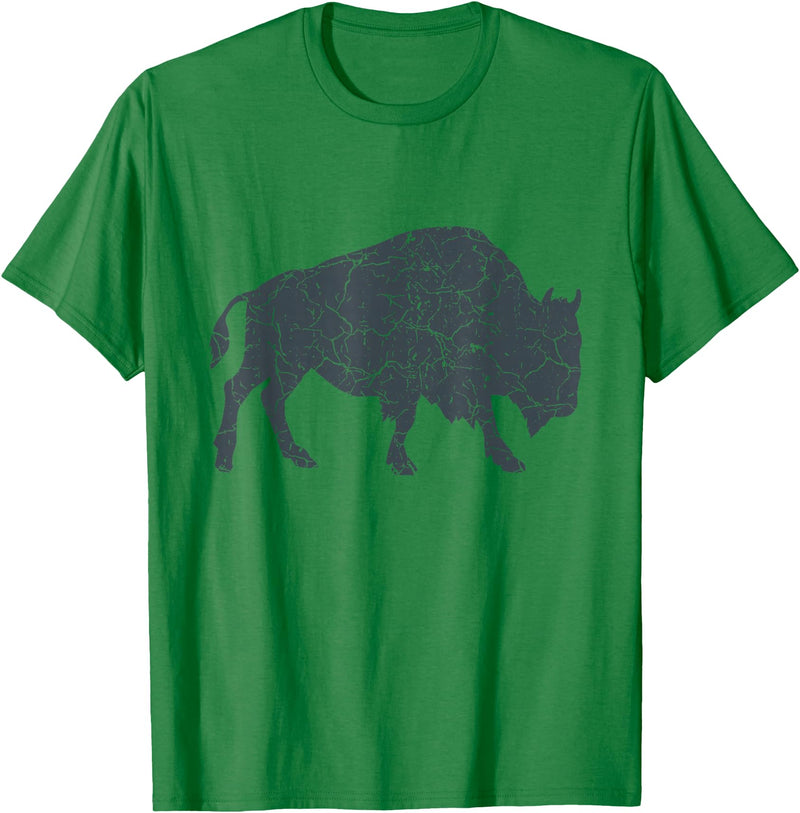 Bison Lover Gifts Wildlife I Bison Natural Reserve Vintage Buffalo I Distressed Bison T-Shirt - Kelly Green