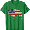 Bison American Buffalo Patriotic Heritage Lr Vintage Buffalo American Flag USA Bison Lover Wildlife T-Shirt - Kelly Green