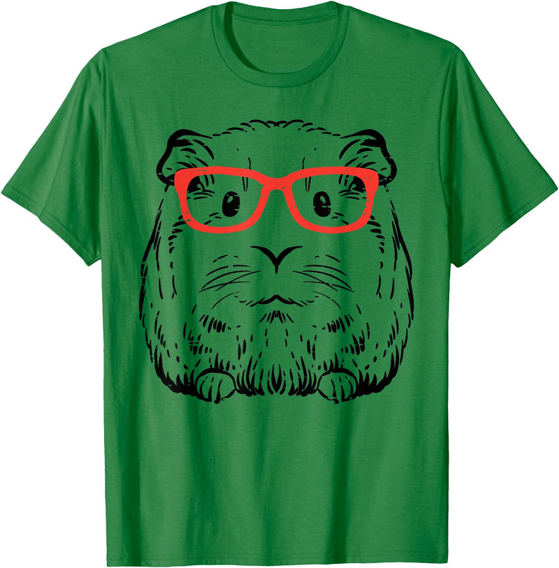Guinea Pig Shirts For Men Women Kids Gift Guinea Pig Glasses Cute Hispter Cavy Nerd Pet Women Men Kids T-Shirt - Kelly Green