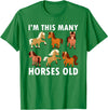 6 Years Old Girl Horses Old 6th Birthday Kids T-Shirt - Kelly Green