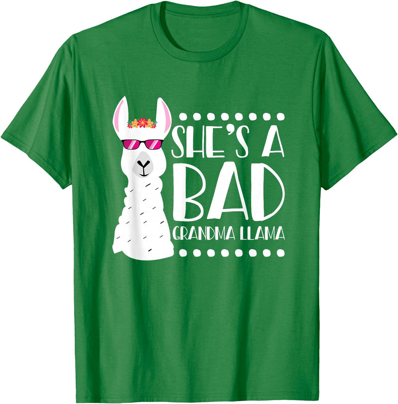 Llama - Alpaca Funny Designs Alpaca Fan Design Funny She's A Bad Grandma Llama For Women T-Shirt - Kelly Green