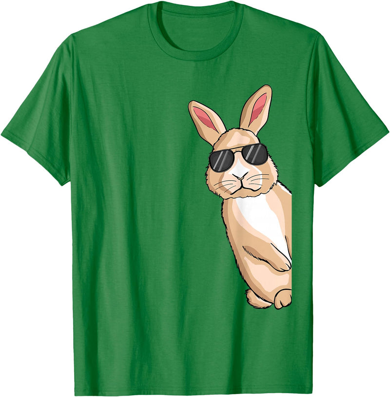 Cool Rabbit with Sunglasses Bunny Lover Kids Rabbit T-Shirt in Kelly Green