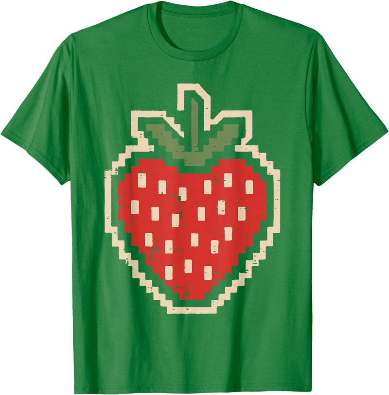 Halloween Shirts For Women Men Kids Boys Girls Halloween Pixel Strawberry 80s Video Game Costume Men Women T-Shirt - Kelly